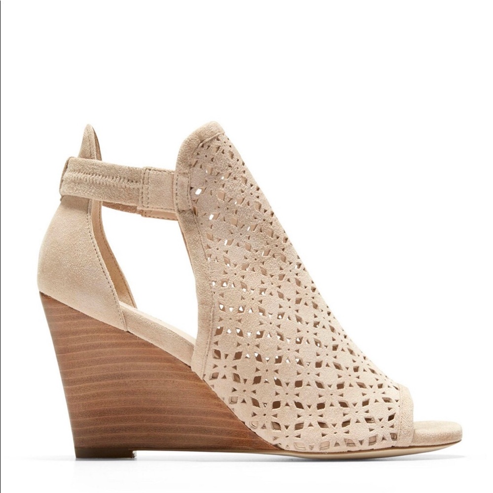 Cole Haan wedge booties/sandal maple sugar suede